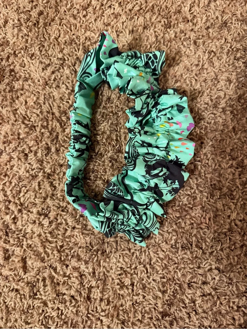 Mint Green Floral Elastic Scrunchie Headband